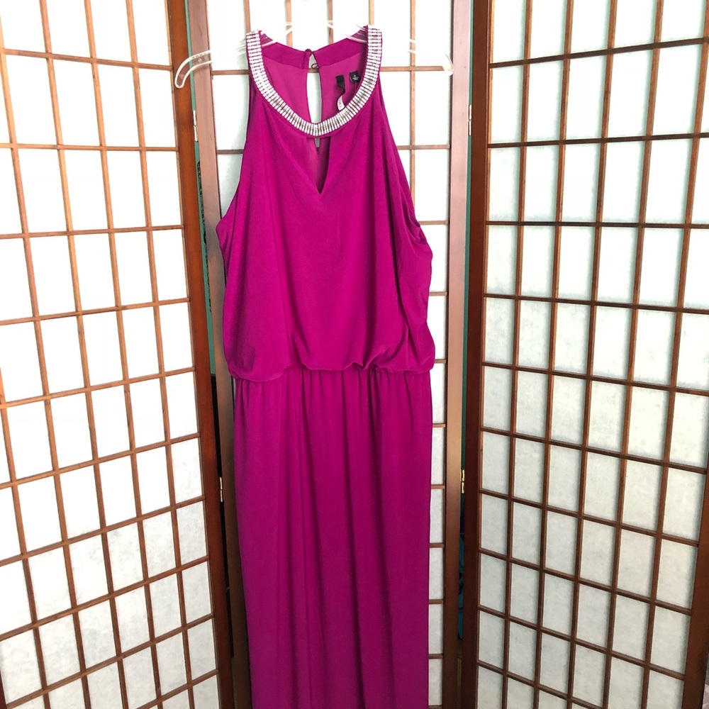 Wedding Guest Long Formal Fuchsia Dress